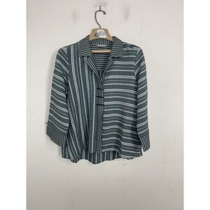 Habitat Womens Shirt Small Boho Seersucker Crinkle Lagenlook Beachy Coastal